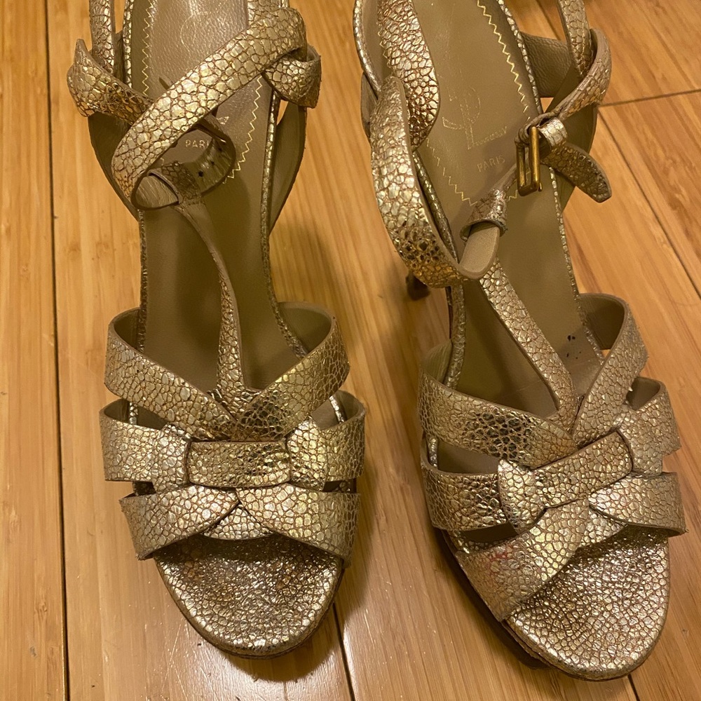 Yves saint Laurent golden sandals 38.5